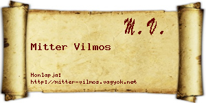 Mitter Vilmos névjegykártya